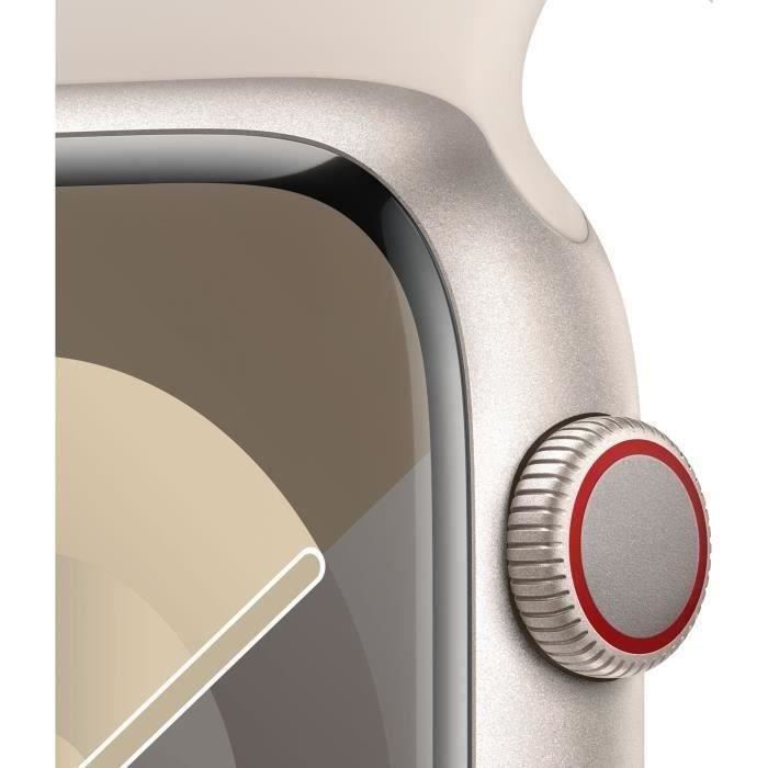 Apple Watch Series 9 GPS - 45mm - Boîtier Starlight Aluminium - Bracelet Starlight Sport Band - M/L - Reconditionné - Excellent