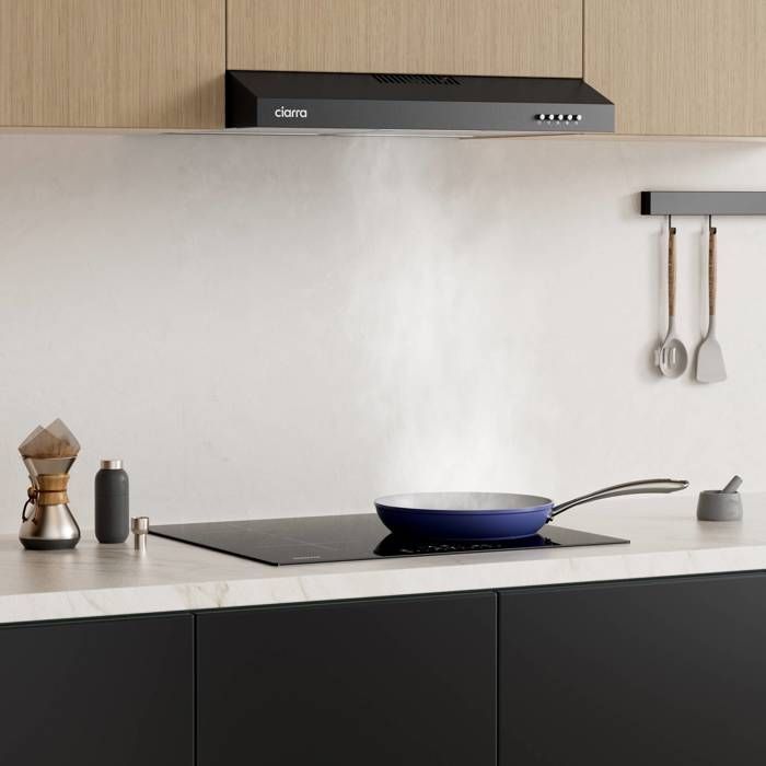 Coifa de embutir CIARRA 60cm Preta A+ 220 m³/h Extração e Recirculação 3 Velocidades LED