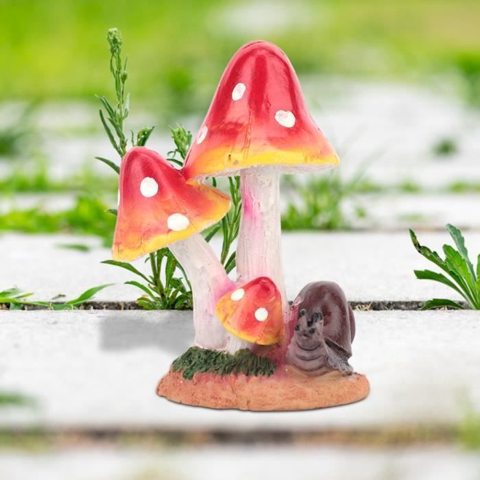 Decoración de jardín - OMABETA - Seta roja - Resina ecológica - Animales adorables - Caracol y rana