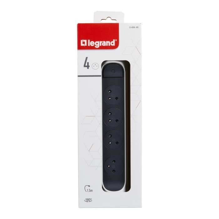 Regleta LEGRAND - FB 4x2P+E premium giratoria y fija - Blanco/negro