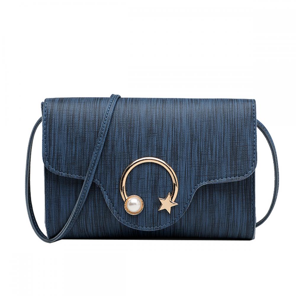 Nouveau sac bandoulière femme couleur unie PU style coréen orné de lune et d'étoiles, idéal pour téléphone ou sac à main.