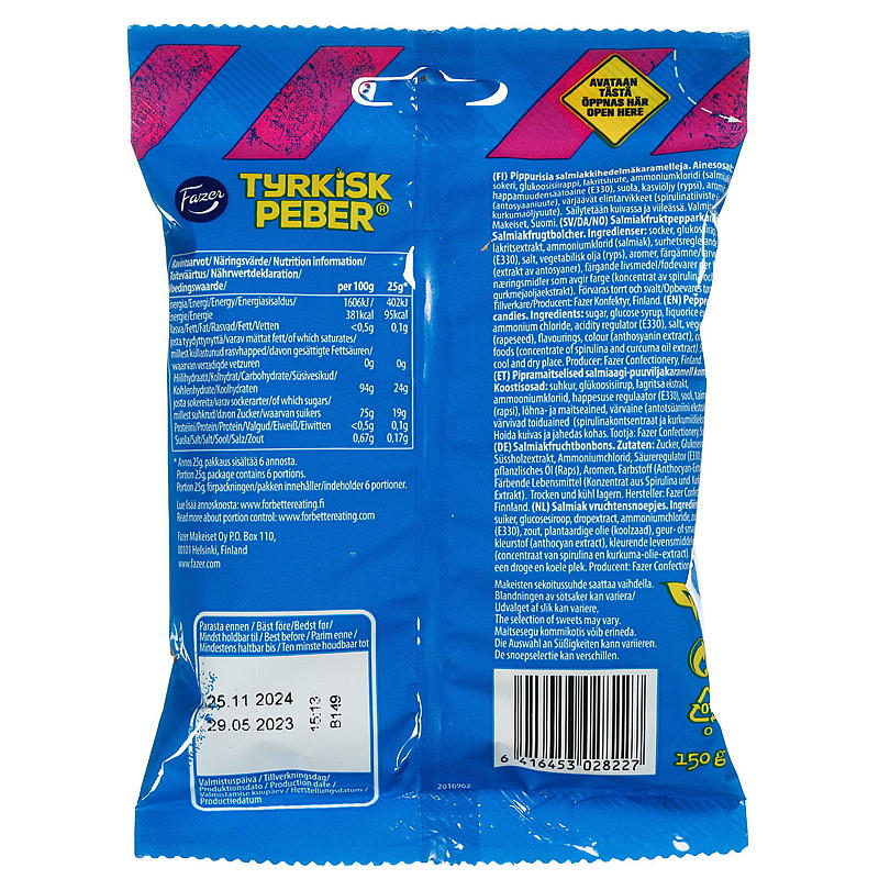 Fazer Turkisk peppar 150 g varm & sur
