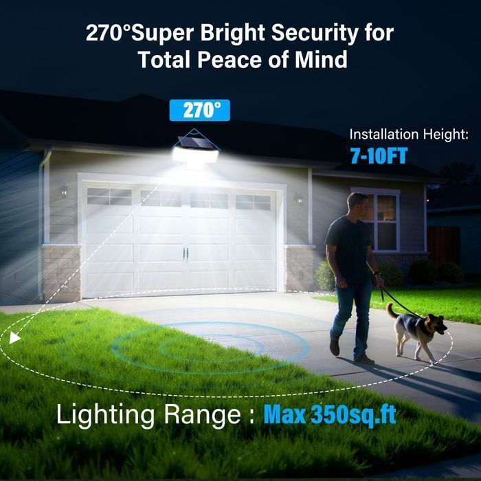 KENLUMO Buitenlamp op zonne-energie, 448 LED-wandspot, 3500 lumen, IP65 waterdicht, met bewegingssensor - 2-pack