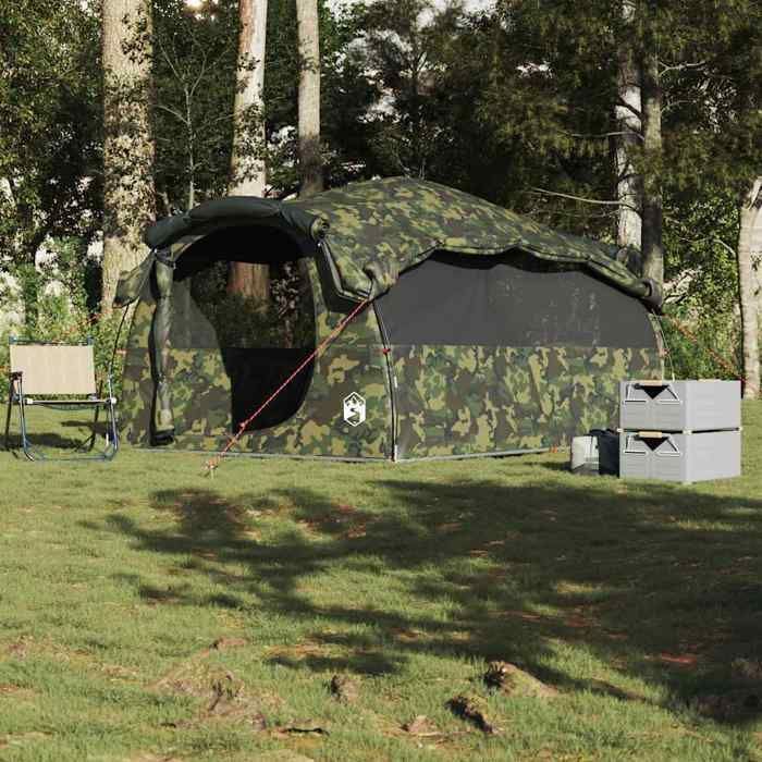 vidaXL 6-Person Tunnel Family Tent, Waterproof Camouflage, Tent, Garden Tent, Outdoor Shelter, Camping Tent, 4009577