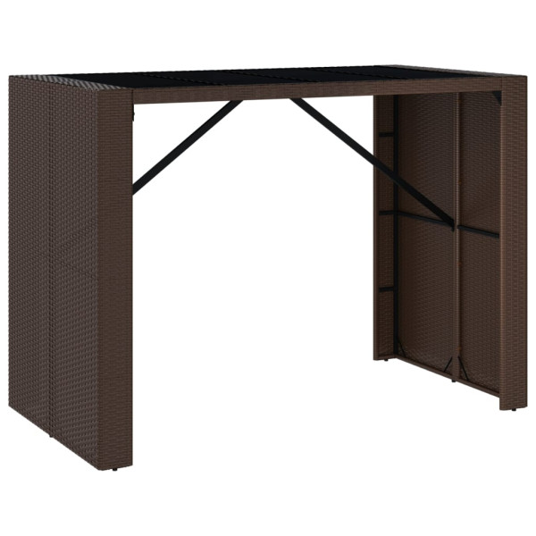 Stolik barowy ze szklanym blatem Brąz 145 x 80 x 110 cm Technorattan vidaXL