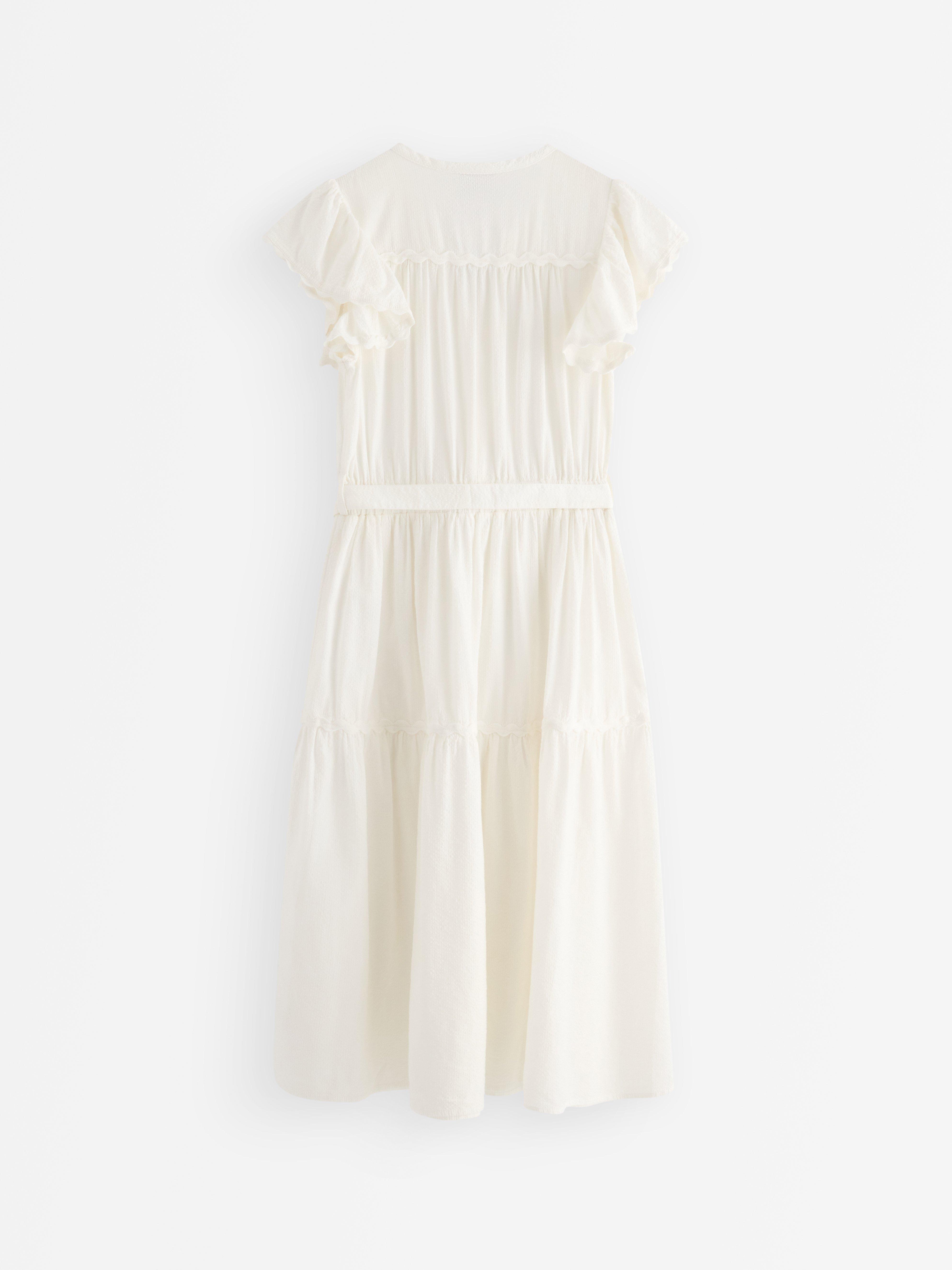 Midikjole med rysjer Off White