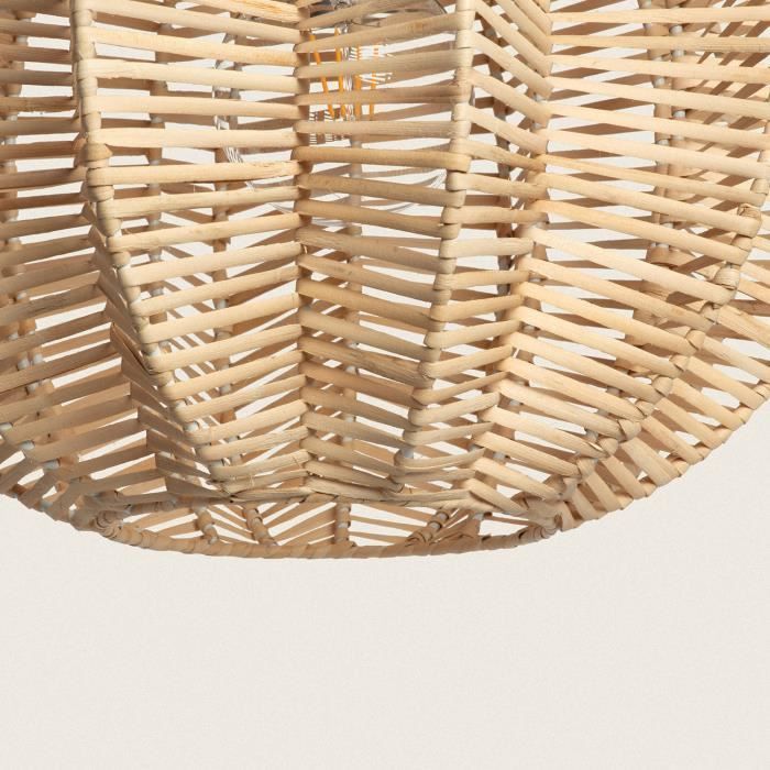 Suspension Rotin Tobonga - TECHBREY - Abat-jour en Rotin Naturel - 40 cm - Style Bohème-chic
