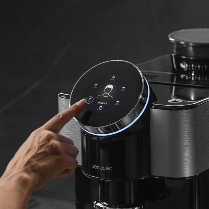 Cafetera superautomática Cecotec Cremmaet Spin con pantalla táctil. Espresso, 1450 W, 15 bares, pantalla TFT, Thermoblock, autolimpieza.