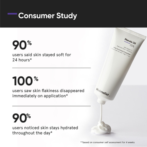 Hidratante facial minimalista com óleo de marula, hidrata a pele seca.