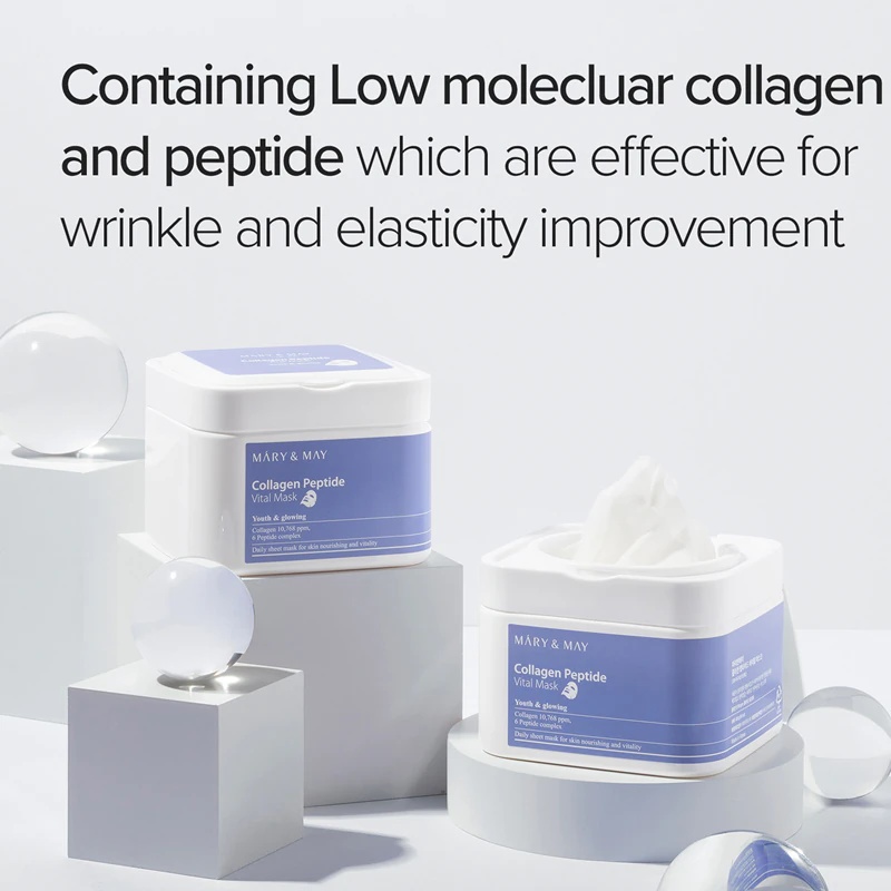 Mary&May Collagen Peptide Vital Mask pretgrumbu auduma masku komplekts
