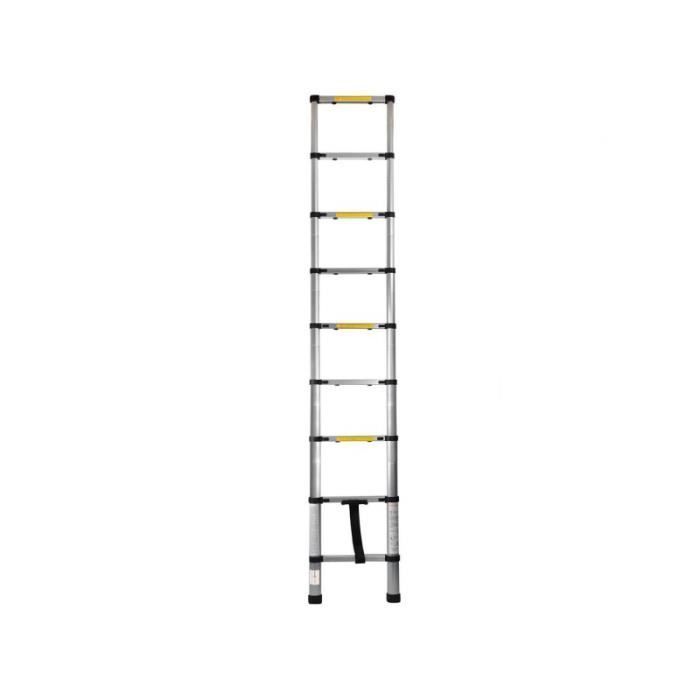 Aluminum telescopic ladder - VARAN - 2.60m - 9 rungs - Snap-in safety lock - Square rungs