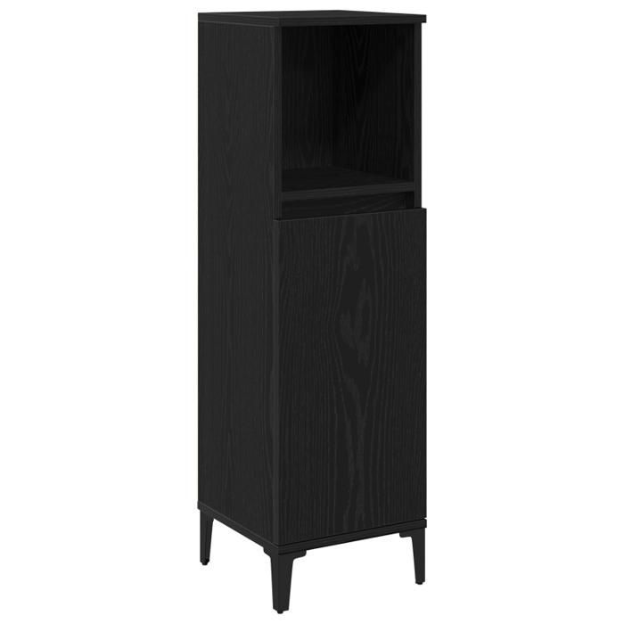 Badkamermeubelset - 3-delig - Zwart eikenhout - Samengesteld hout - Matte afwerking