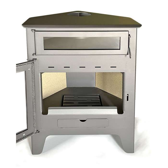 Estufa de leña - PANADERO - R5 Oven Max - 11 kW - Acero gris antracita - Diseño triangular