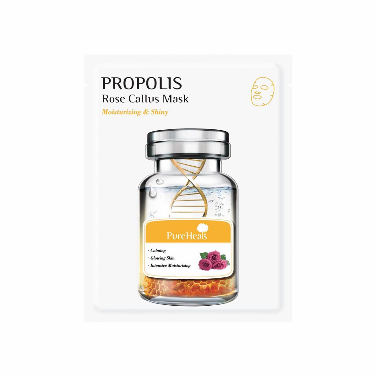Masque visage hydratant et illuminateur Pureheals à la propolis et aux cellules souches de rose 25 g