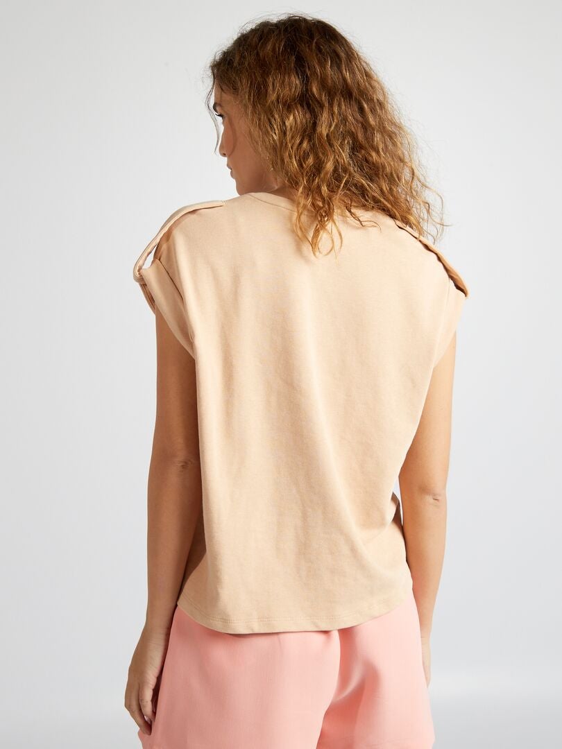 Camiseta holgada con efecto desgastado - BEIGE