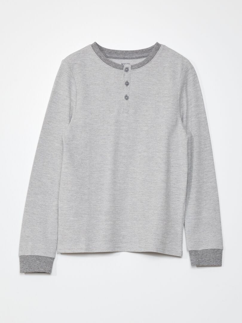 T-shirt i bomullspiké - GRÅ