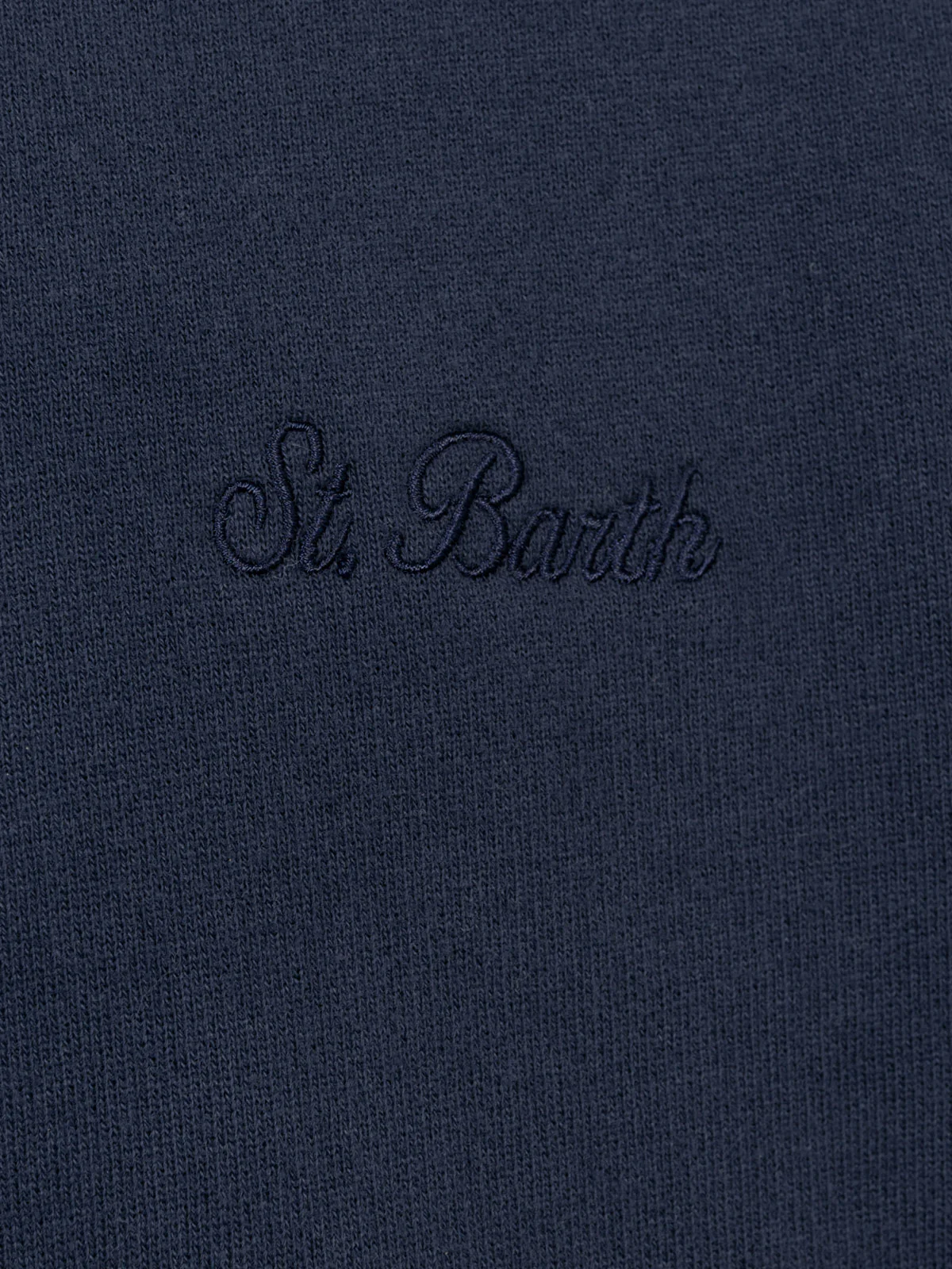 Felpa blu navy da uomo con mezza zip Dunkan con ricamo St. Barth