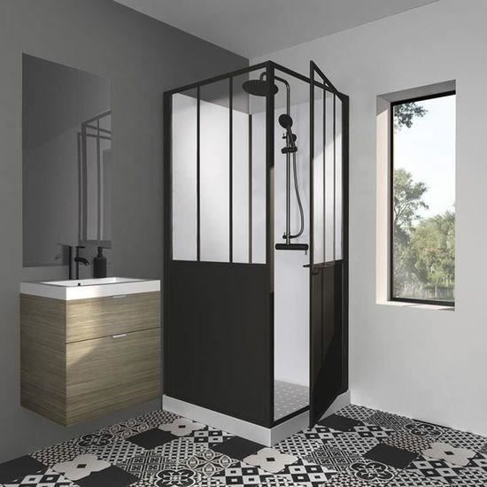Mampara de ducha GELCO 90x90x220 Estilo industrial Negro