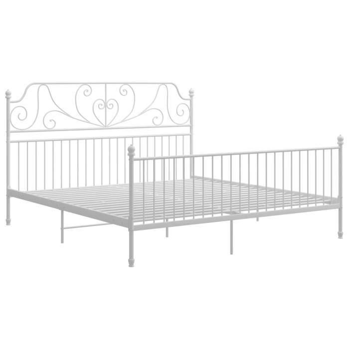 Luxus* 7172 NUEVO 200 x 200 cm Kingsize y 2 personas - Cama doble única Estructura de cama de metal blanco 200x200 cm FR 206 x 204 x 124 cm