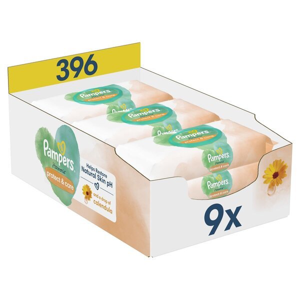 Pampers Harmonie Protect & Care vlažne maramice za bebe s nevenom<br>9 x 44 komada