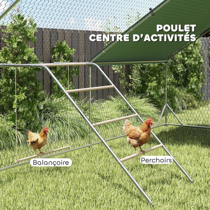 Perchoir pour poules - PawHut - 5 niveaux - échelle balançoire - en bois de pin et acier - 82 x 150 x 110 cm - argent