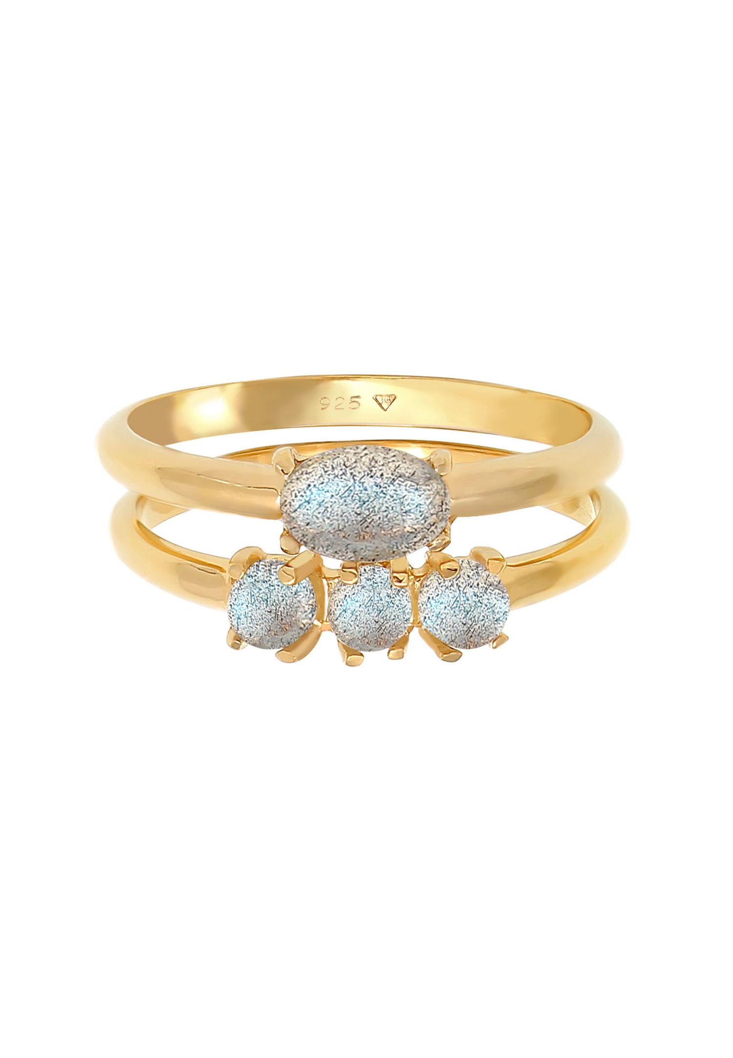 Elli Ensemble Labradorite Vintage Bague Femme - (925/1000) Argent