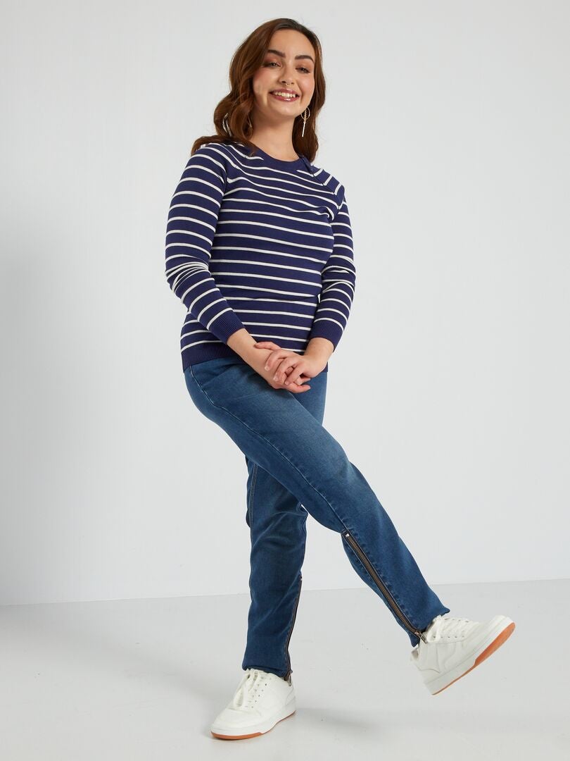 Sweter z cienkiej dzianiny - So Easy - NIEBIESKI