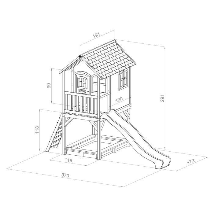 Casita de juegos infantil AXI Laura con tobogán - Gris - Madera maciza - Para uso exterior