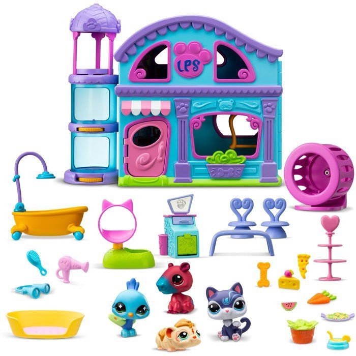 Speelset met 4 Pet Shop-figuurtjes en meer dan 20 accessoires - BANDAI - Littlest Pet Shop - Deluxe Pet Shop-huis