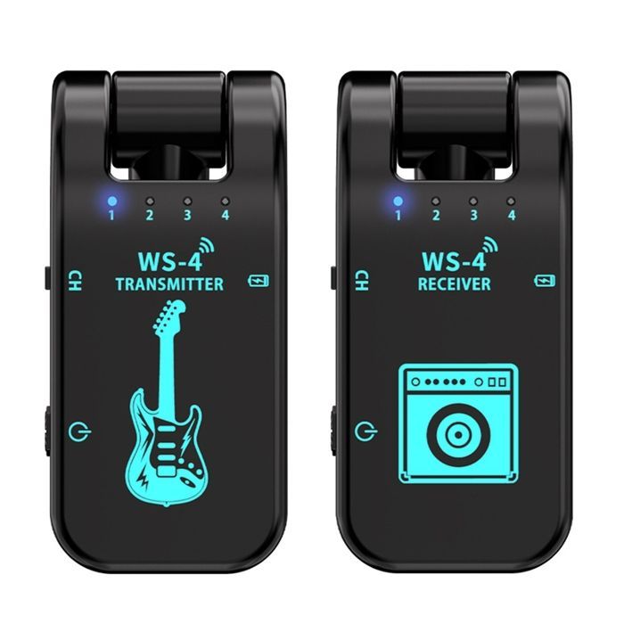 Sistema wireless per chitarra WS-4 2.4G, trasmettitore-ricevitore per chitarra elettrica e basso, trasmissione in tempo reale a 48 kHz/16 bit.