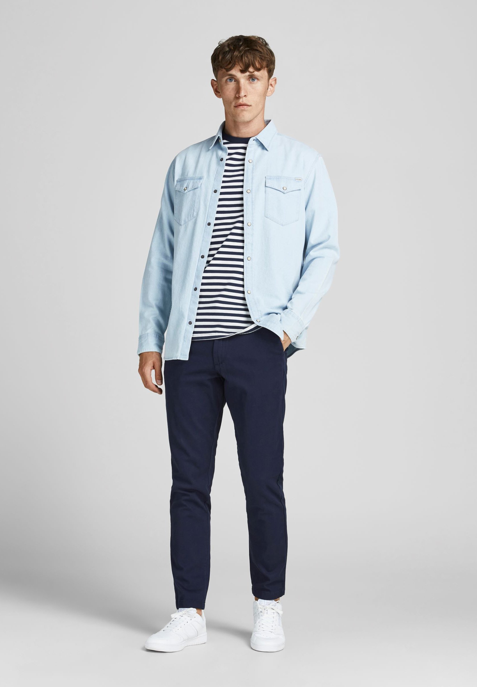 Jack & Jones JPSTMARCO JJDAVE NOOS - Chinos - Marineblau