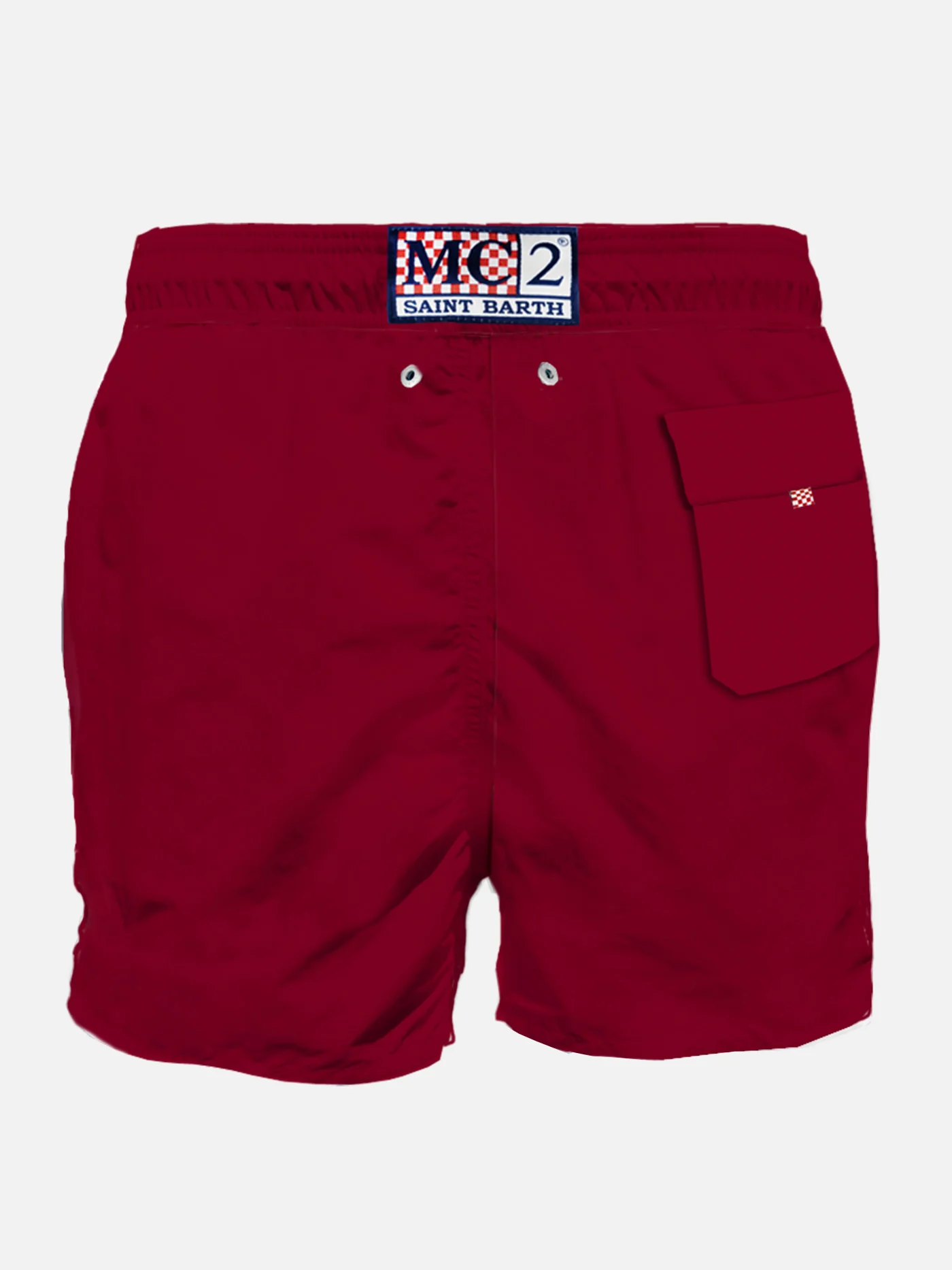 Man Classic Swim Shorts with AS Roma Special Edition Patch | Burgundy | Mid-Length | Regular Fit | Elasticated Waist & Drawstring | MC2 Saint Barth