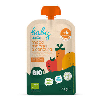 Baby Wells obuolių, mangų ir morkų tyrė 90 g 90 g