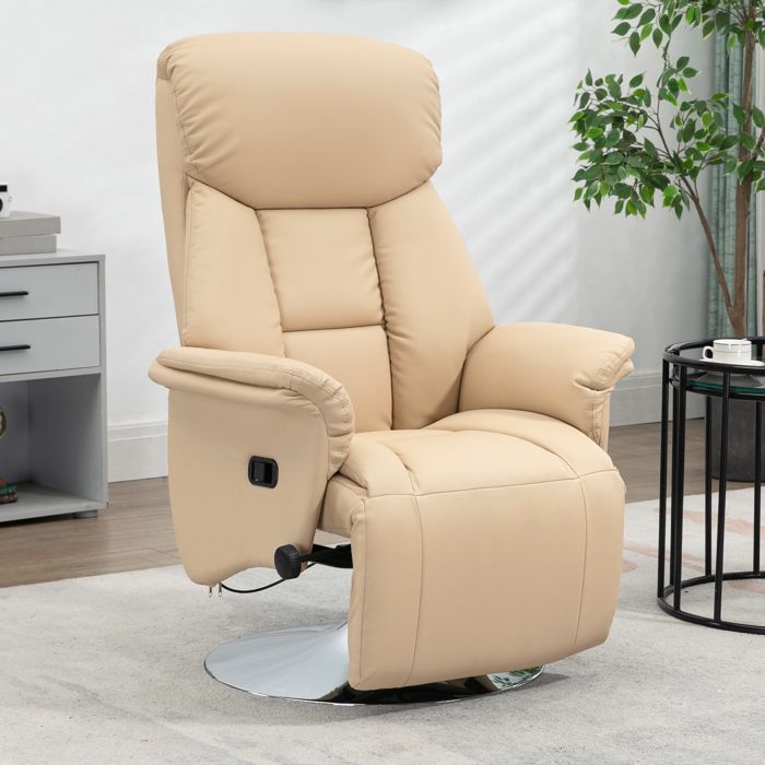 HOMCOM - Sillón de relax - Tapicería sintética - 78x80x109cm - Beige