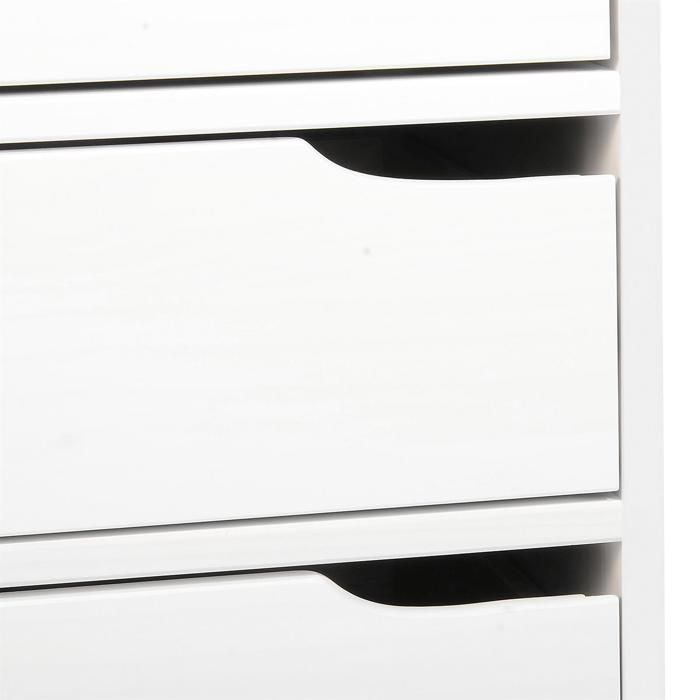 Bureau HUGO avec rangement 5 tiroirs style scandinave en pin massif lasuré blanc