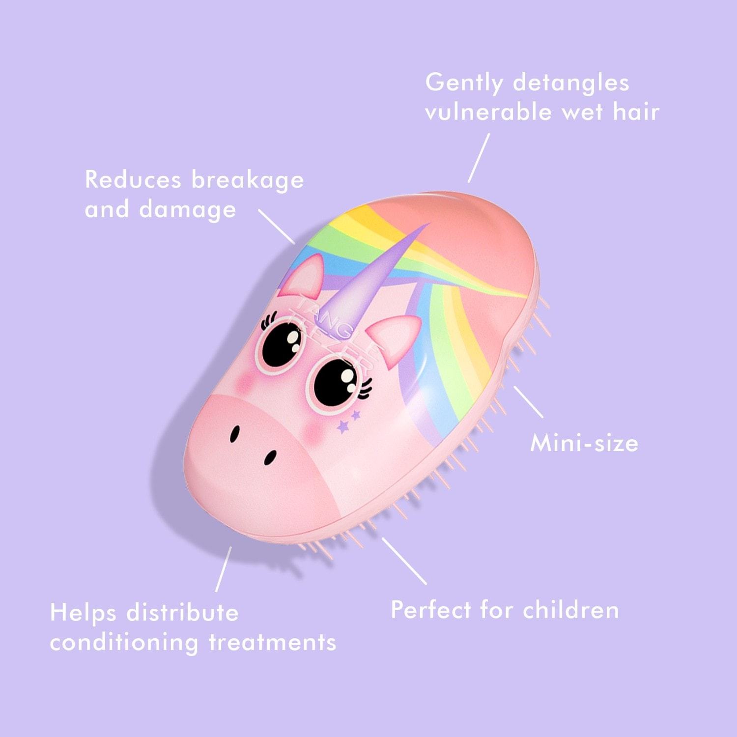 Tangle Teezer plakana un lāpstiņaina birste Mini Kids Tangle Teezer - oriģinālā Mini Kids Pink Unicorn - 1 gab.