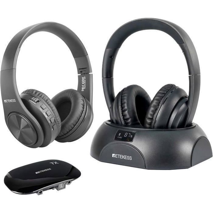 Retekess TA005-TA006 Wireless Headphones for Watching TV, with Transmitter, Supports Optical, Coaxial, AUX, and RCA Inputs
