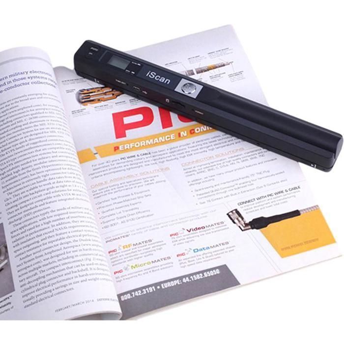 Scanner portatile A4 - 300/600/900 DPI - Wireless, portatile, include scheda SD da 8 GB, PDF/JPEG - Nero