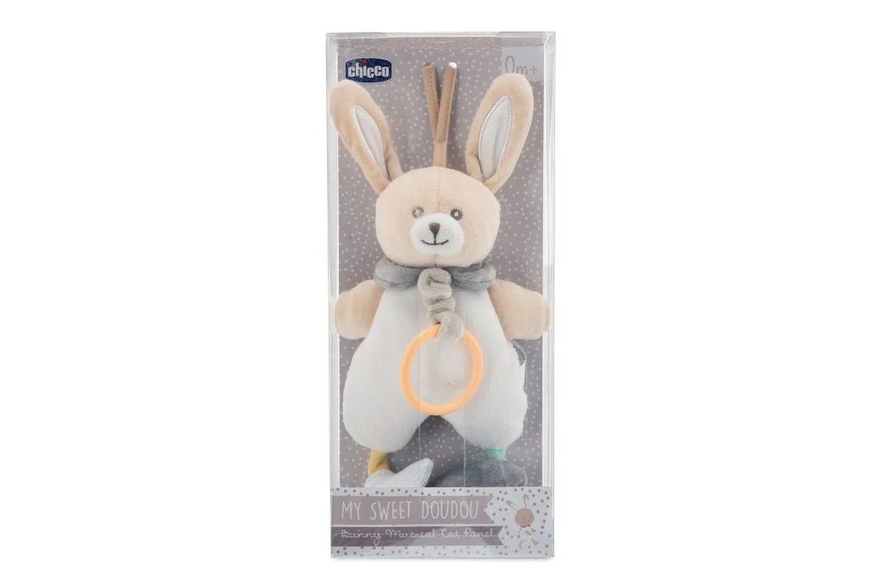 Het Chicco Mus Rabbit paneelspel helpt je kind ontspannen.