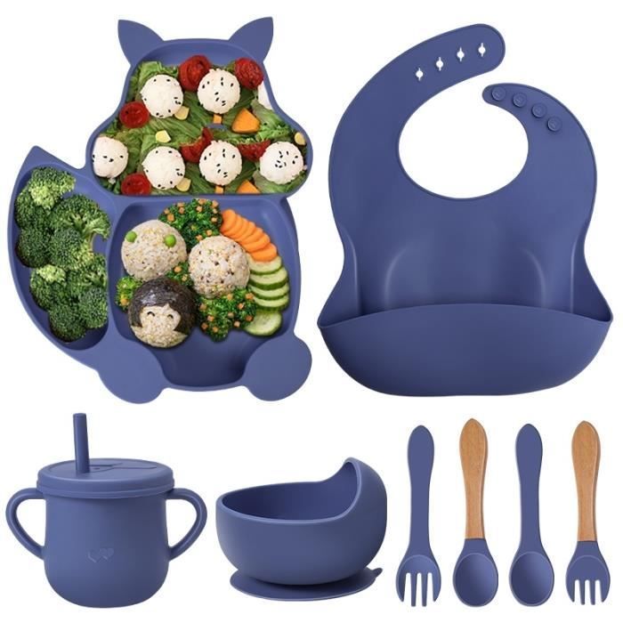 BPA-Free Silicone Baby Meal Set, Baby Plate Set, Children's Tableware, Blue