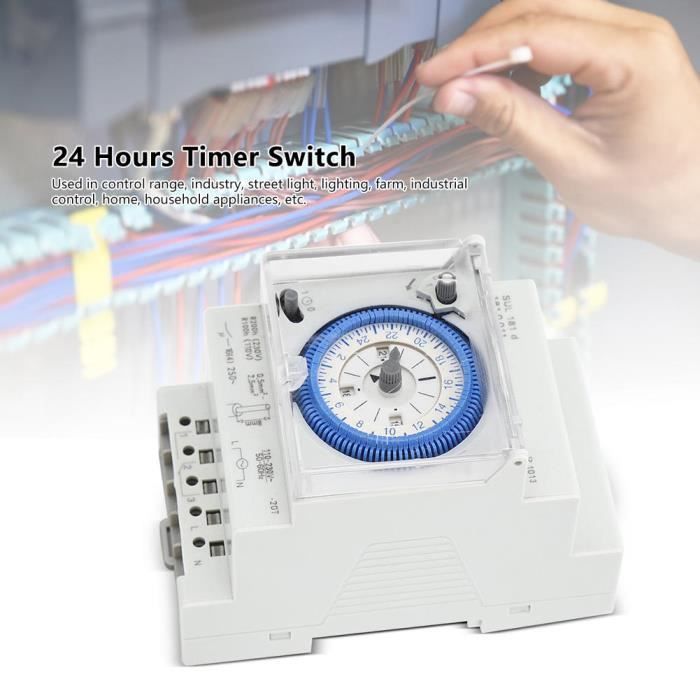Interruptor horario programable - Mecánico - 250 V CA - 16 A - Para interiores - Listo para instalar