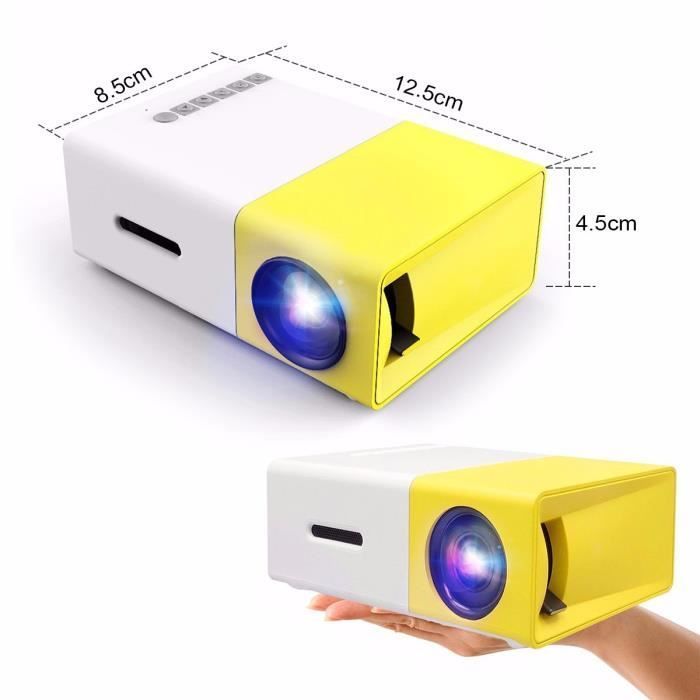 Miniproyector LCD TEMPSA YG-300 con soporte, 1080P, portátil - Amarillo - 600 lúmenes - WVGA - 800:1 - 30.000 h