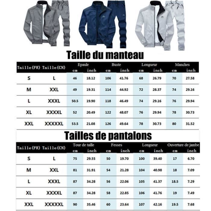 Ensemble Homme 2 Pièces Ensemble Décontractée Sport Manteau en Col Montant et Pantalon Jogging de Cordon de Serrage-Gris clair