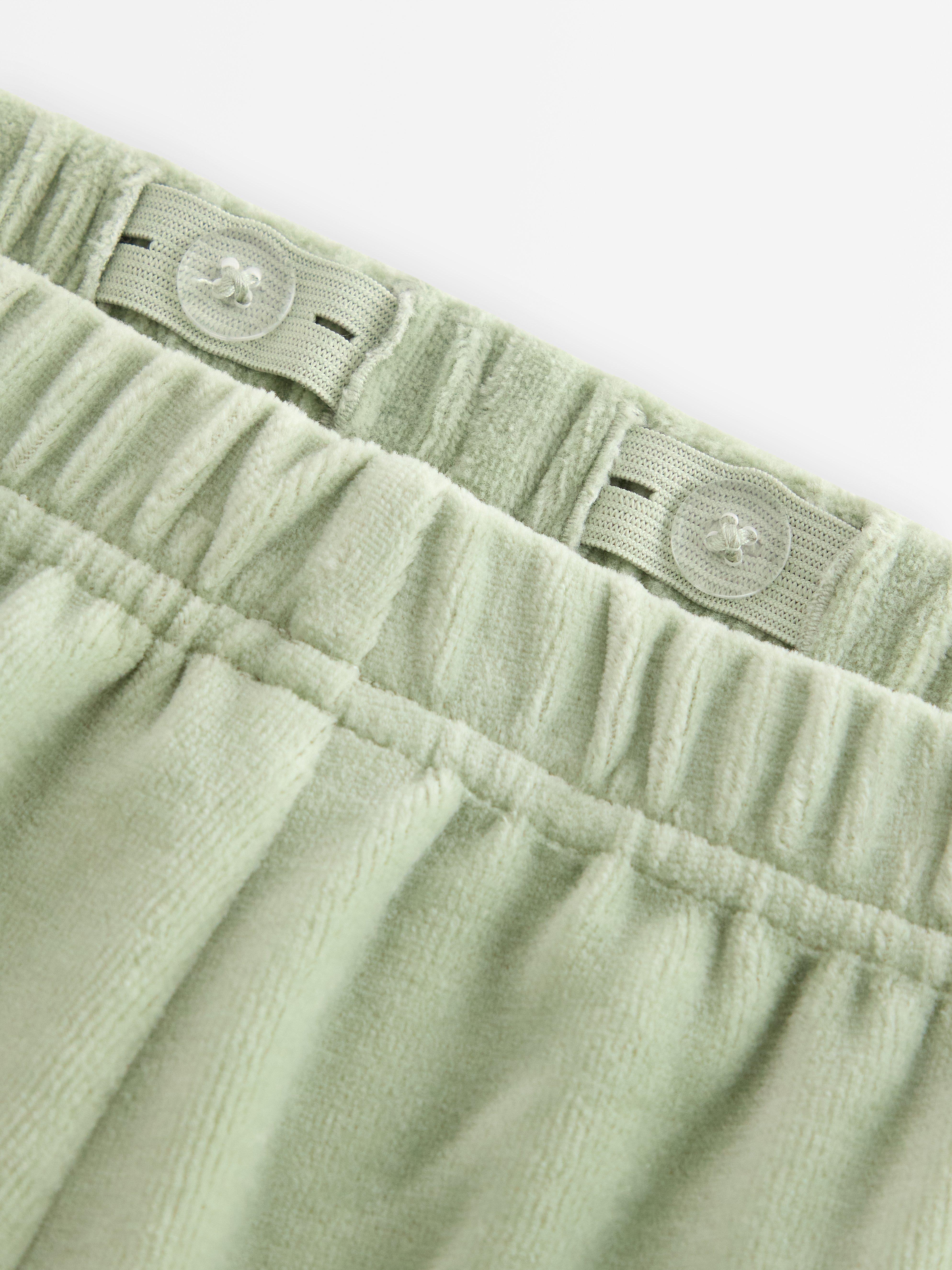 Sametové tepláky Dusty Green