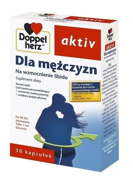 Doppelherz Aktiv Dla Mężczyzn, Suplement diety na wzmocnienie libido, Kapsułki