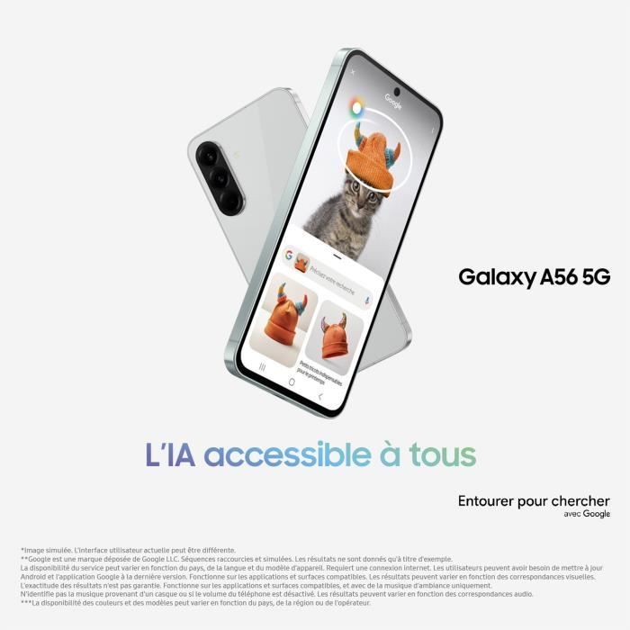 Smartphone SAMSUNG Galaxy A56 5G de 128 GB, color gris - Versión francesa