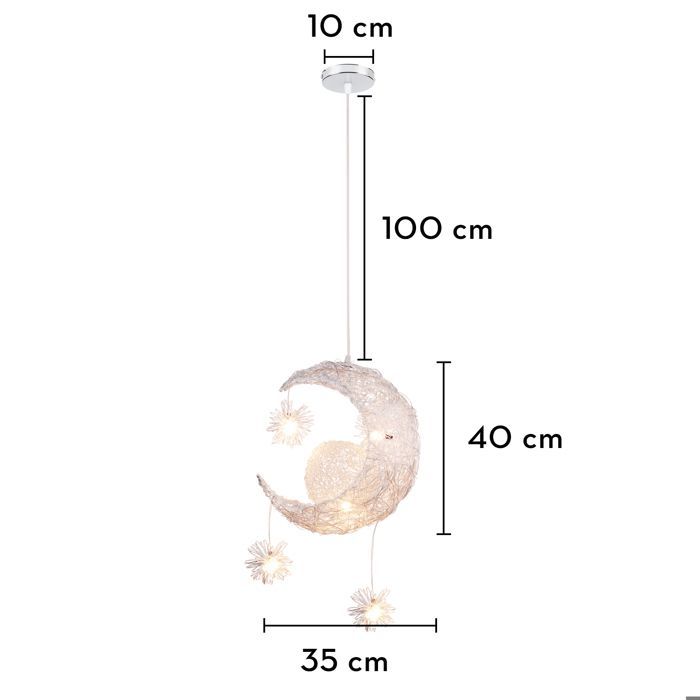Suspension Décorative - Lune Etoile - Aluminium - 40 cm - Pour Enfant