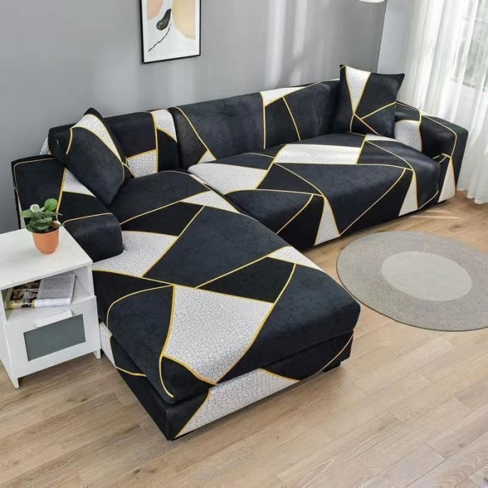 Housse Canapé d'angle 3 Places+2 Places Extensible Couverture de Canapé en Forme de L pour Canapé de Angle