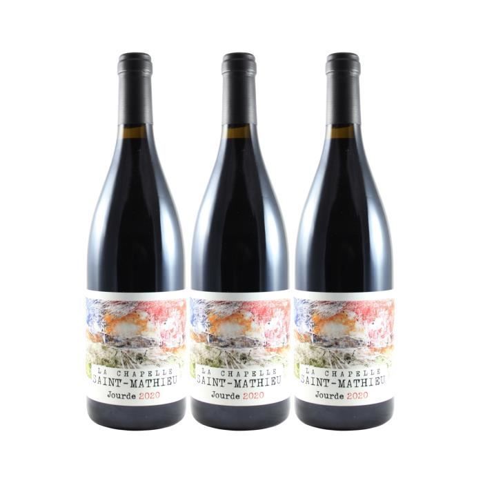 Cuvée Jourde Rouge 2020 - Bio - Lot de 3x75cl - La Chapelle Saint Mathieu - Vin Rouge du Languedoc - Roussillon - Appellation VDF