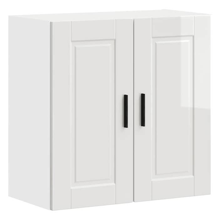 vidaXL Porto Armario de pared de cocina de madera de ingeniería blanca brillante 854059